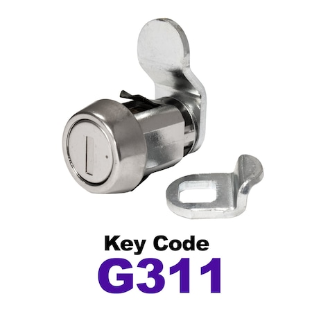 Global RV SS Compartment Lock, Cam/Blade Style, 7/8in Press in, Offset Blade, fit 5/8in Use, Keyed, G311 CLB-311-78SI-SS